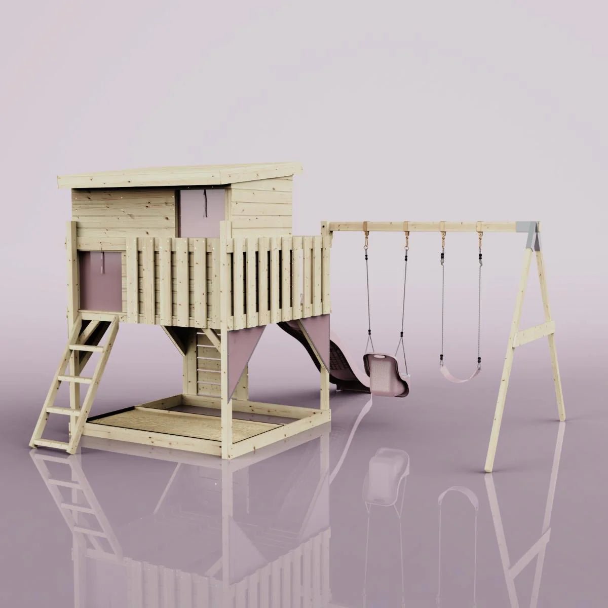 PolarPlay Climbing Platform and Playhouse with Double Swing - Nils
