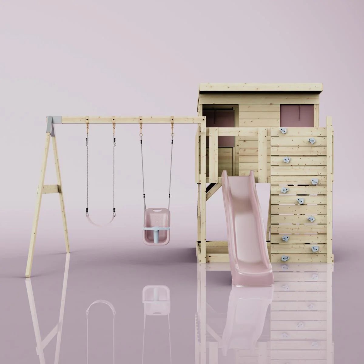 PolarPlay Climbing Platform and Playhouse with Double Swing - Nils