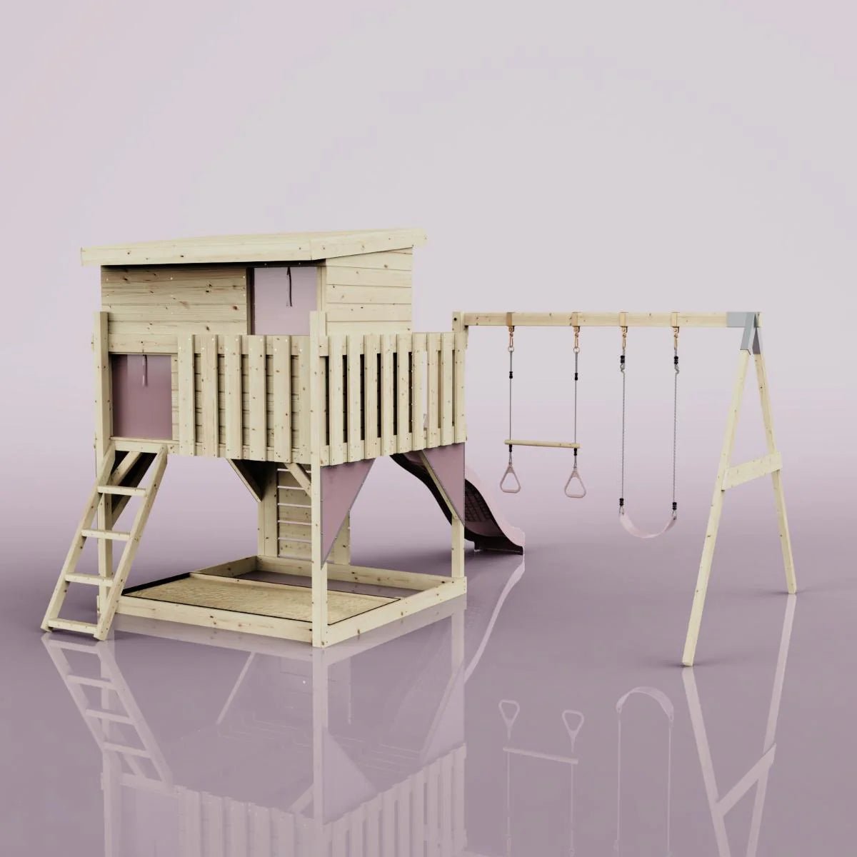 PolarPlay Climbing Platform and Playhouse with Double Swing - Nils