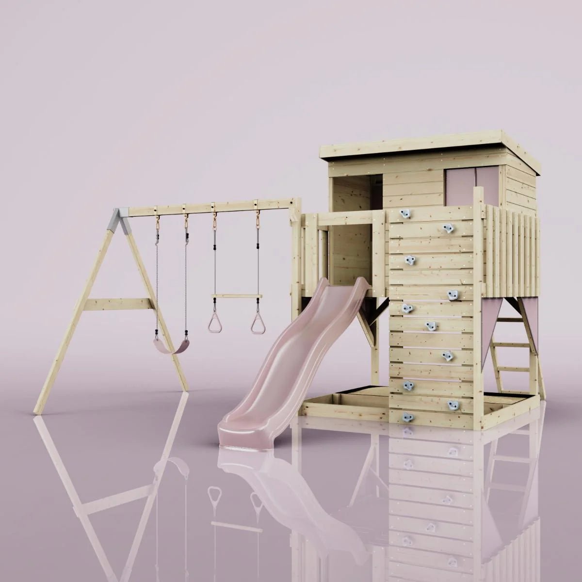 PolarPlay Climbing Platform and Playhouse with Double Swing - Nils
