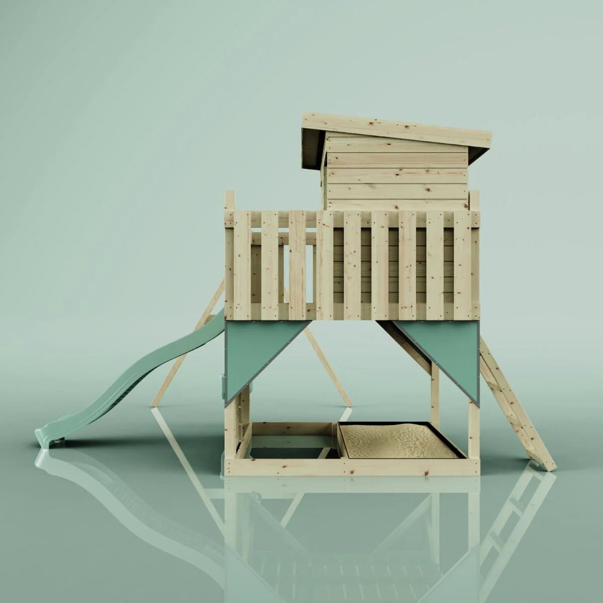 PolarPlay Climbing Platform and Playhouse with Double Swing - Nils