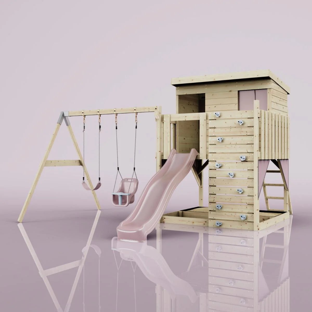 PolarPlay Climbing Platform and Playhouse with Double Swing - Nils