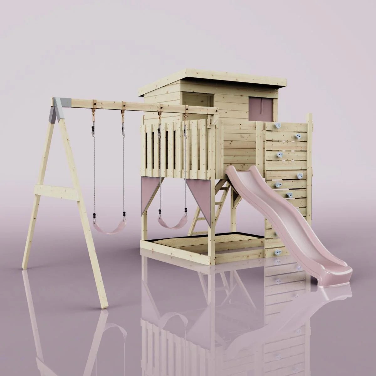 PolarPlay Climbing Platform and Playhouse with Double Swing - Nils