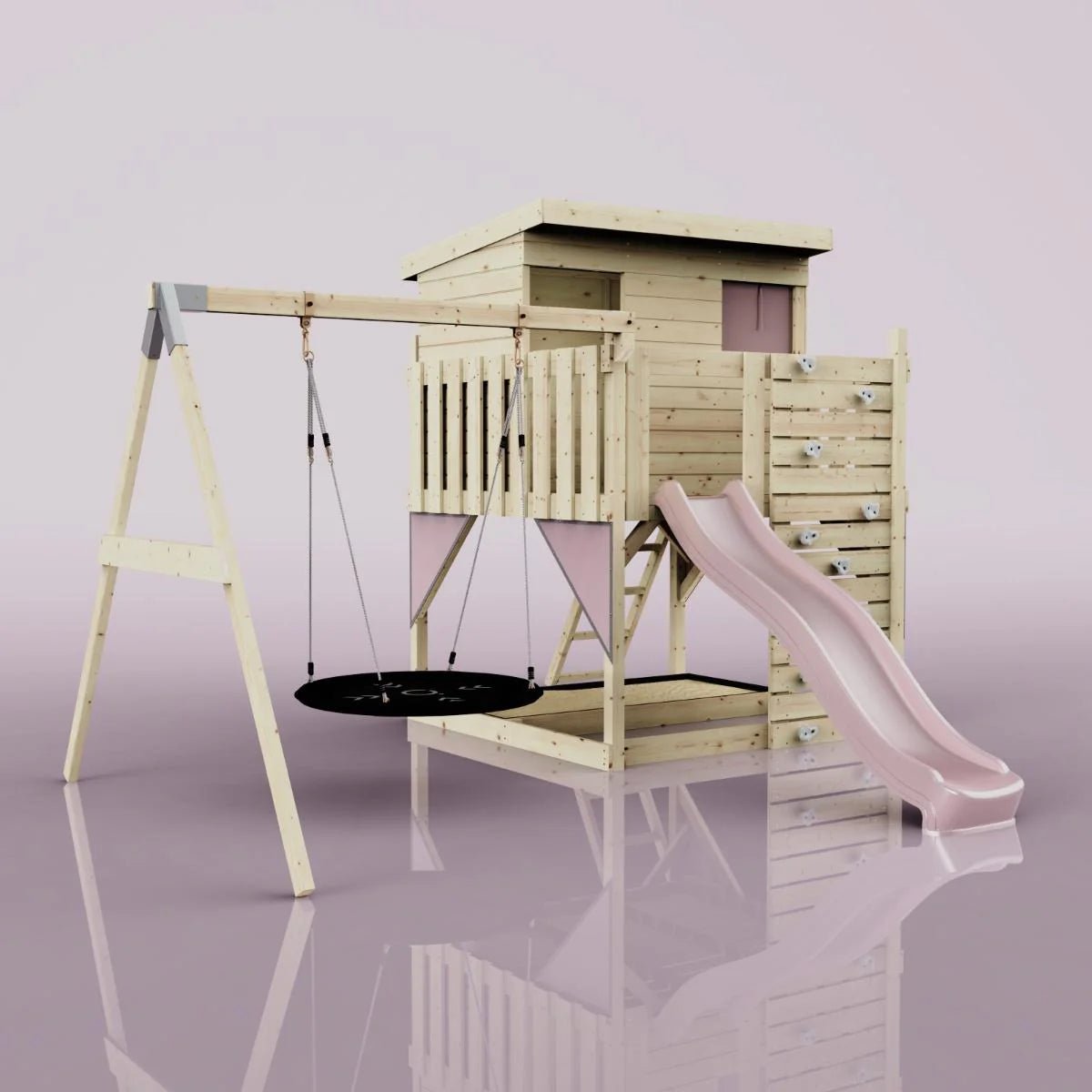 PolarPlay Climbing Platform and Playhouse with Single Swing - Nils