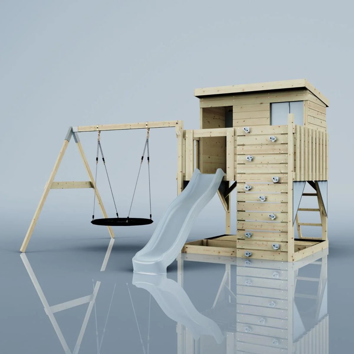 PolarPlay Climbing Platform and Playhouse with Single Swing - Nils