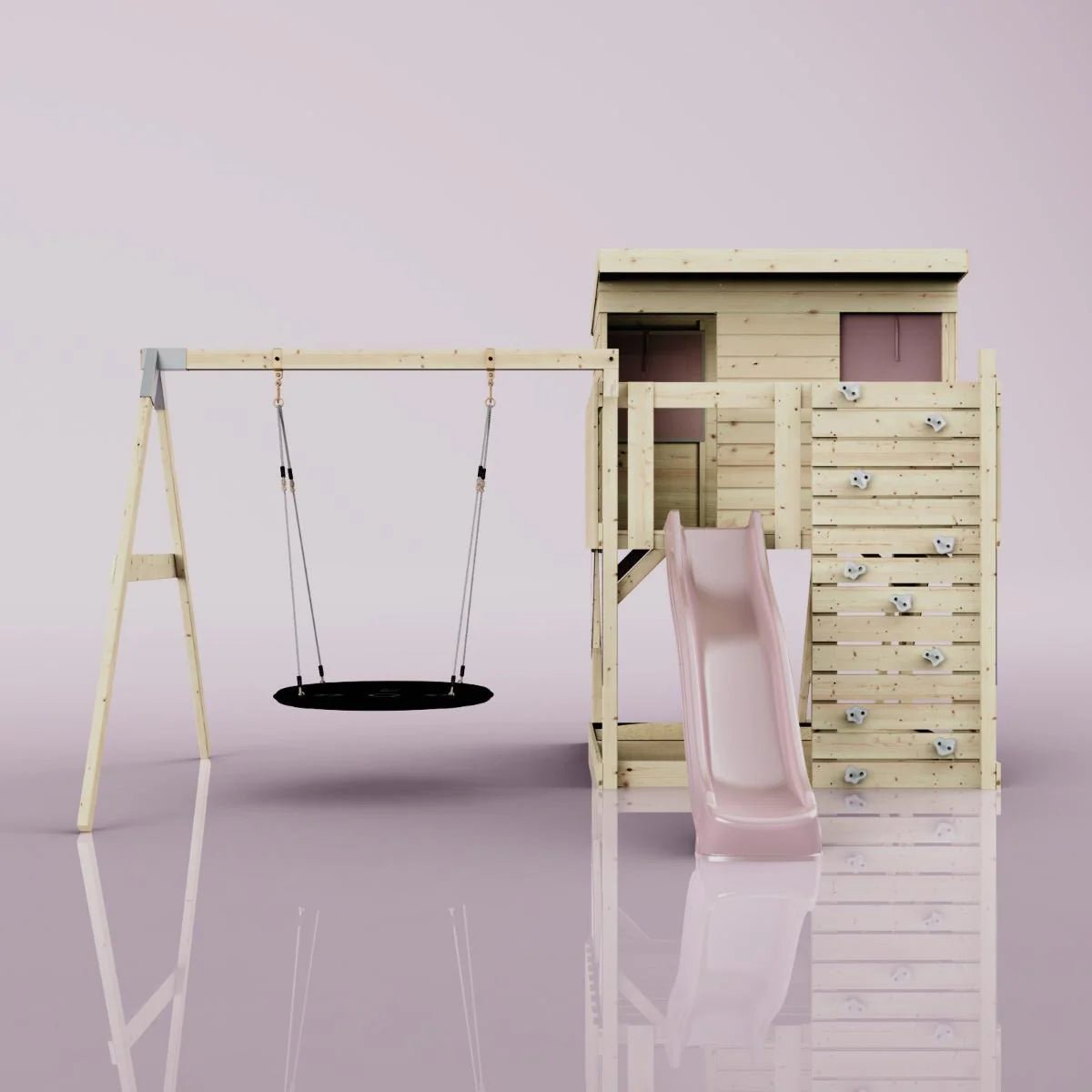 PolarPlay Climbing Platform and Playhouse with Single Swing - Nils