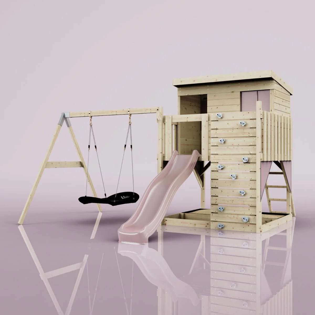 PolarPlay Climbing Platform and Playhouse with Single Swing - Nils