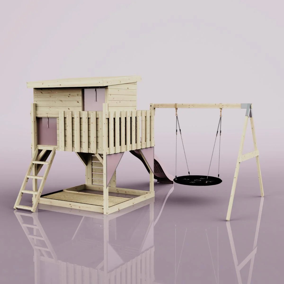 PolarPlay Climbing Platform and Playhouse with Single Swing - Nils