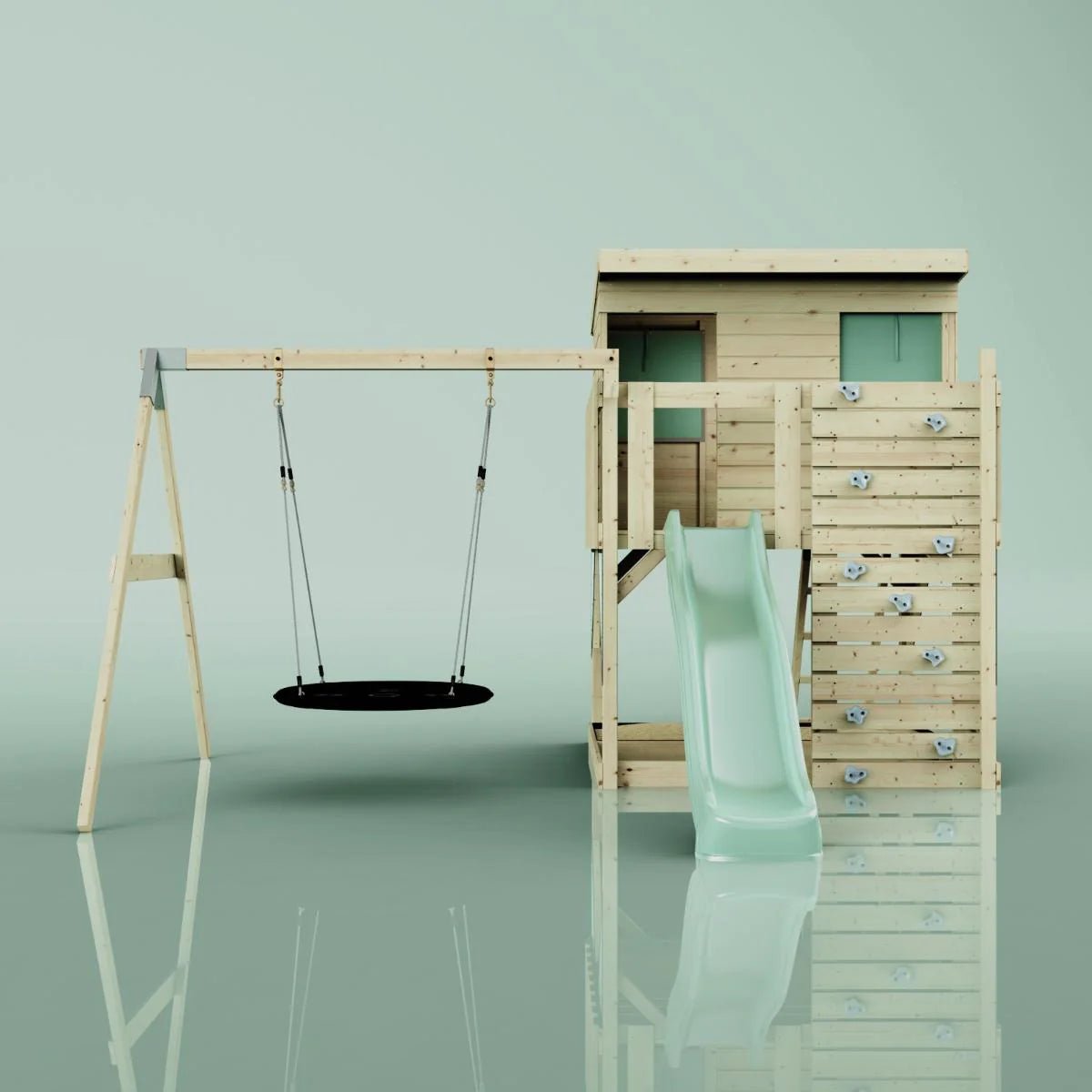 PolarPlay Climbing Platform and Playhouse with Single Swing - Nils