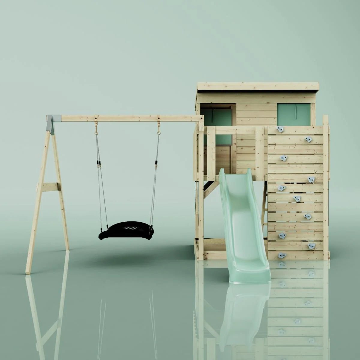 PolarPlay Climbing Platform and Playhouse with Single Swing - Nils