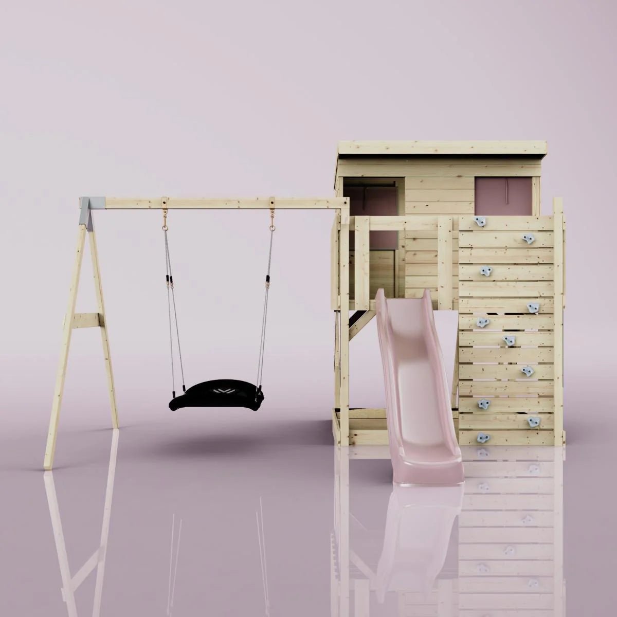 PolarPlay Climbing Platform and Playhouse with Single Swing - Nils