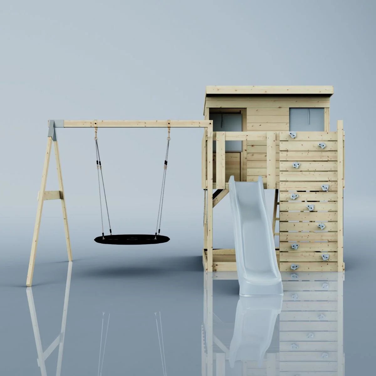 PolarPlay Climbing Platform and Playhouse with Single Swing - Nils