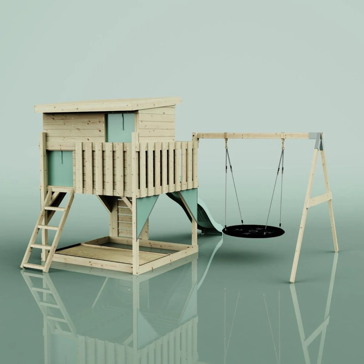 PolarPlay Climbing Platform and Playhouse with Single Swing - Nils