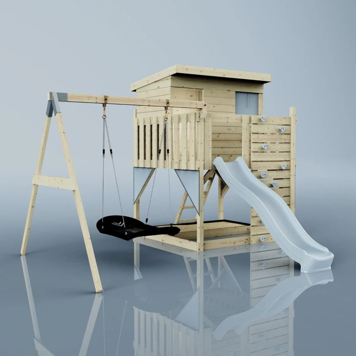 PolarPlay Climbing Platform and Playhouse with Single Swing - Nils