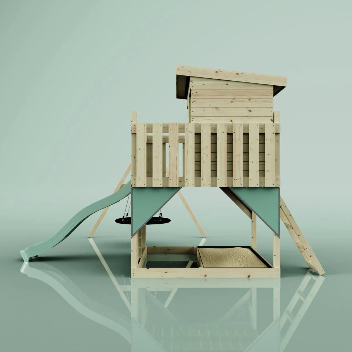 PolarPlay Climbing Platform and Playhouse with Single Swing - Nils