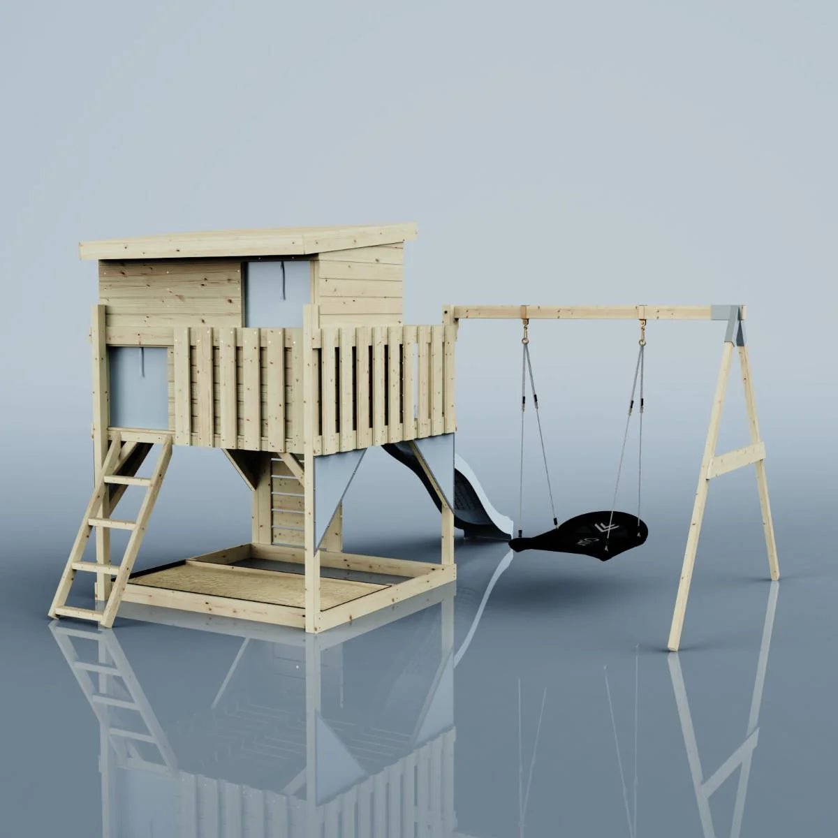PolarPlay Climbing Platform and Playhouse with Single Swing - Nils