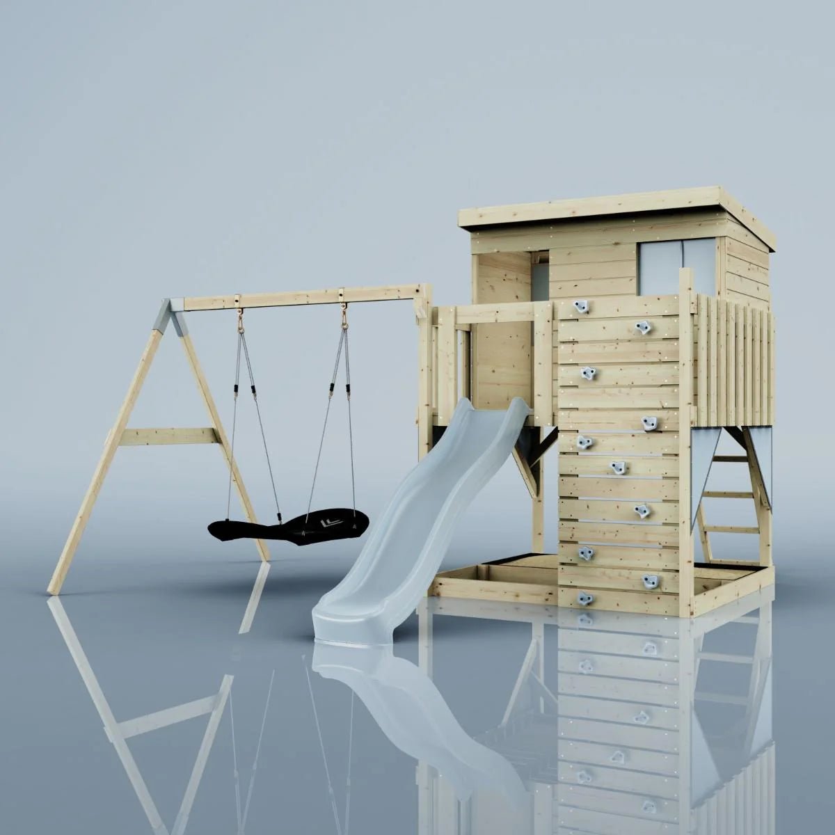 PolarPlay Climbing Platform and Playhouse with Single Swing - Nils