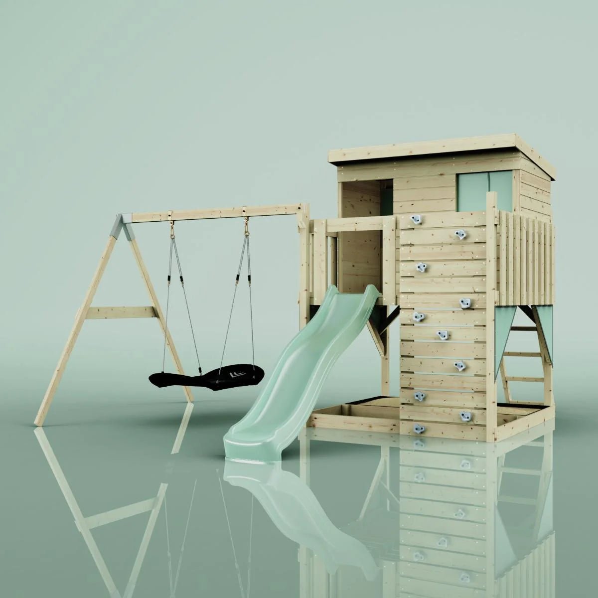 PolarPlay Climbing Platform and Playhouse with Single Swing - Nils