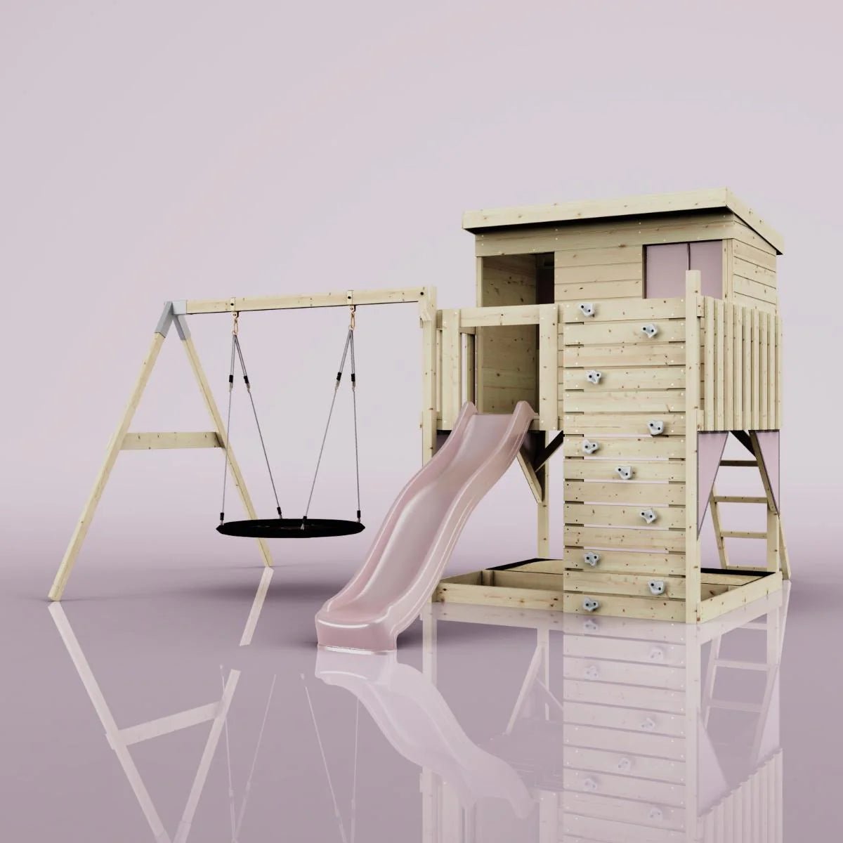 PolarPlay Climbing Platform and Playhouse with Single Swing - Nils