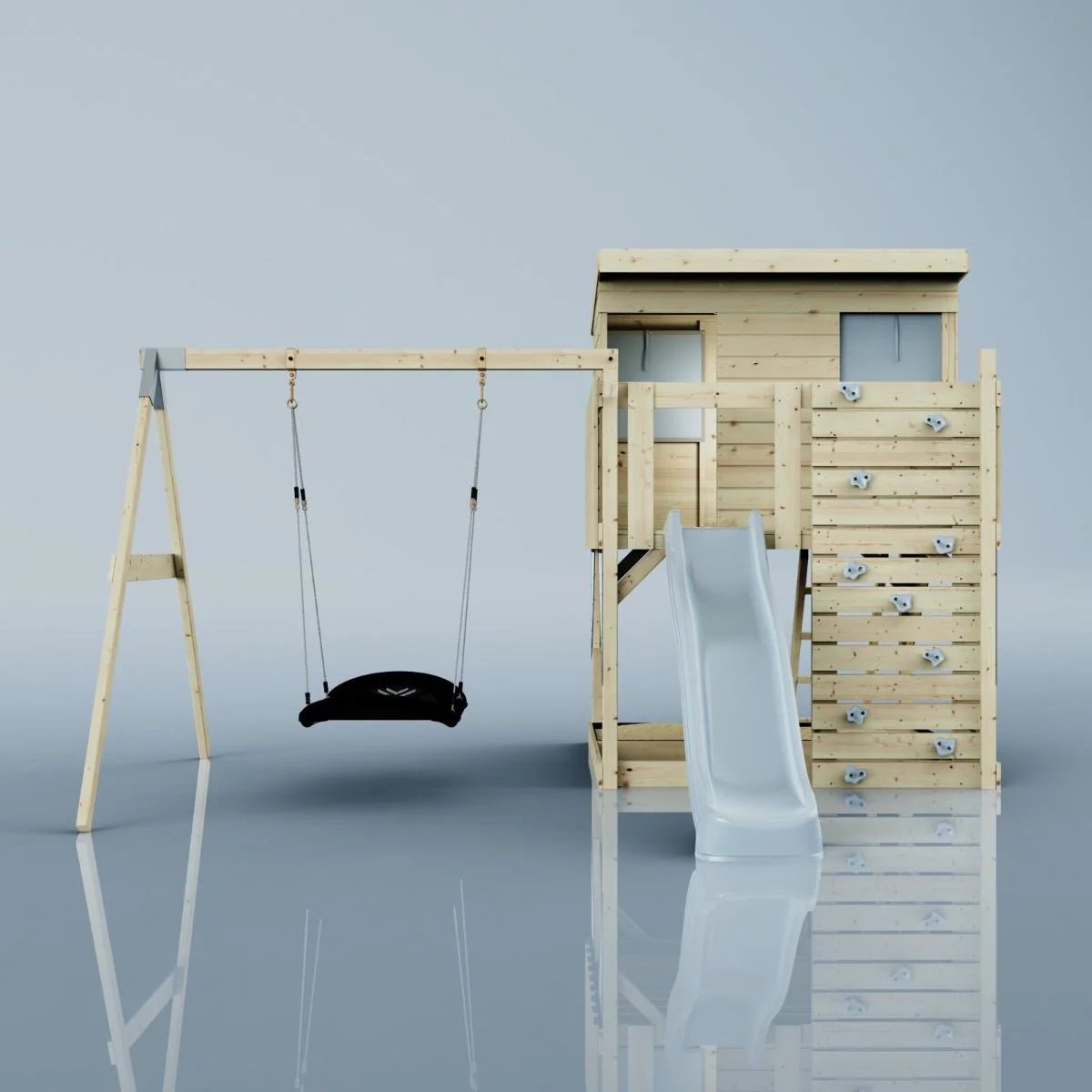 PolarPlay Climbing Platform and Playhouse with Single Swing - Nils