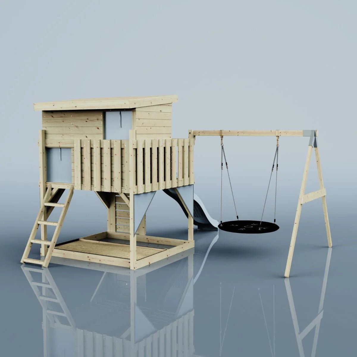 PolarPlay Climbing Platform and Playhouse with Single Swing - Nils