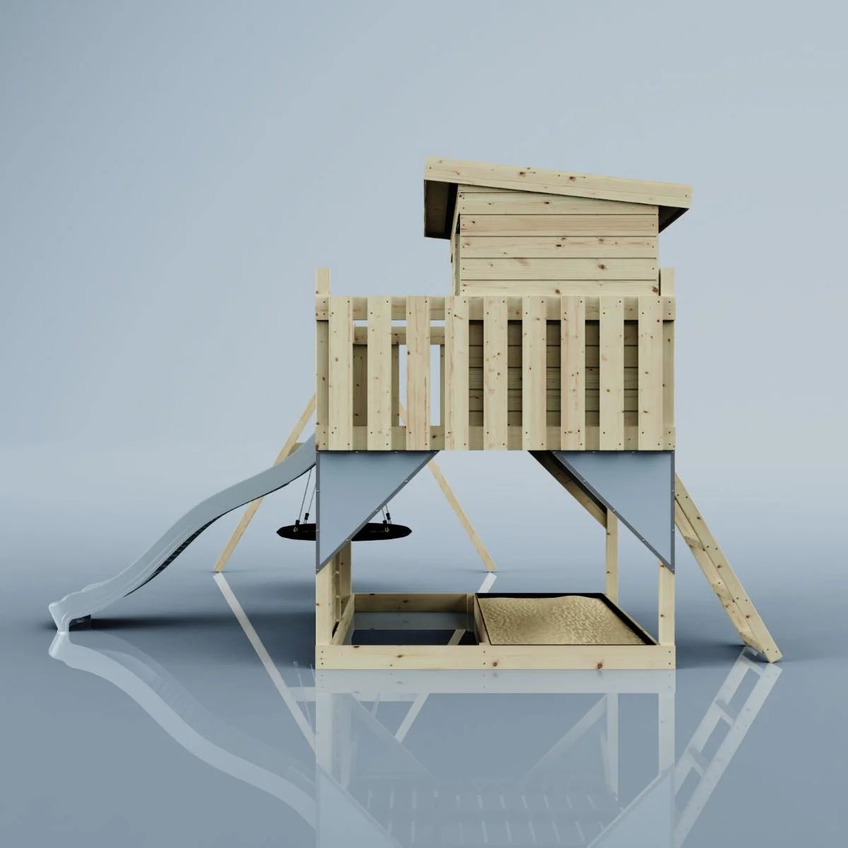 PolarPlay Climbing Platform and Playhouse with Single Swing - Nils