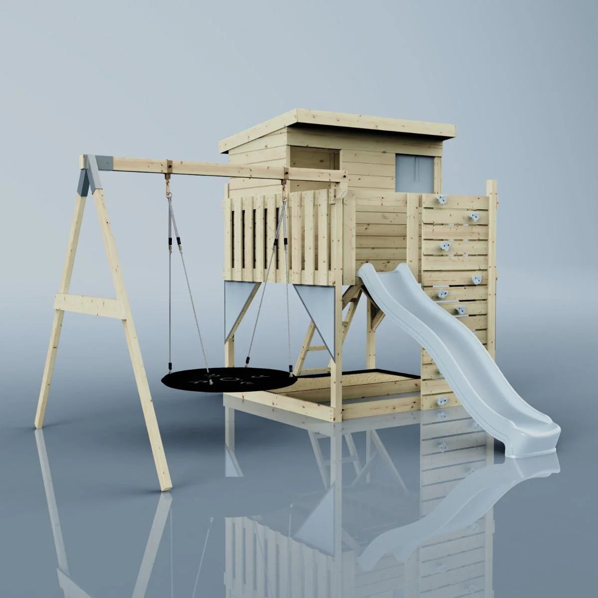 PolarPlay Climbing Platform and Playhouse with Single Swing - Nils