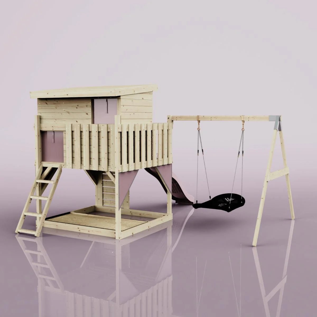 PolarPlay Climbing Platform and Playhouse with Single Swing - Nils