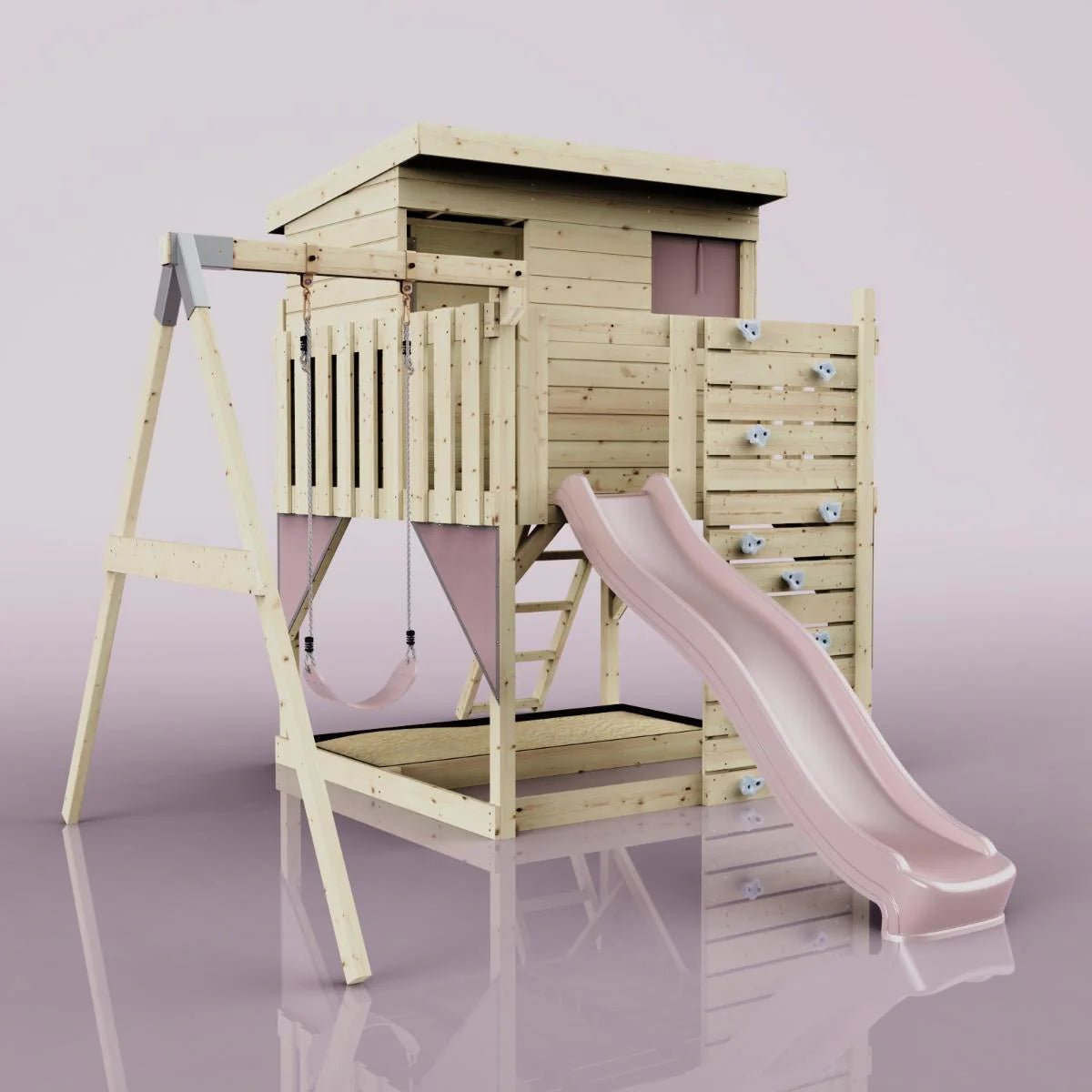 PolarPlay Climbing Platform and Playhouse with Single Swing - Tjorven