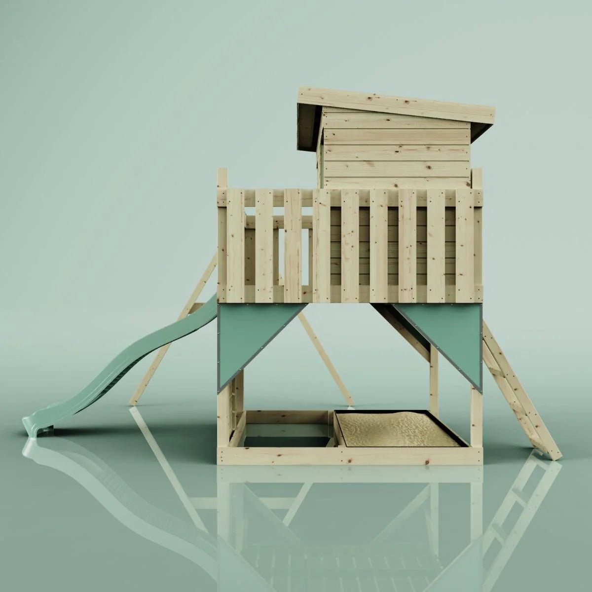 PolarPlay Climbing Platform and Playhouse with Single Swing - Tjorven