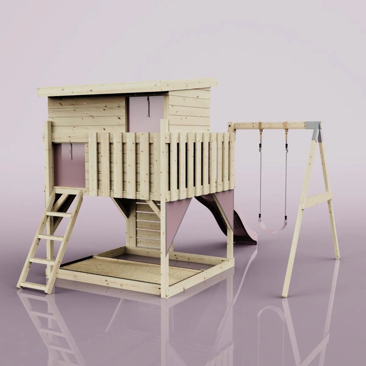 PolarPlay Climbing Platform and Playhouse with Single Swing - Tjorven