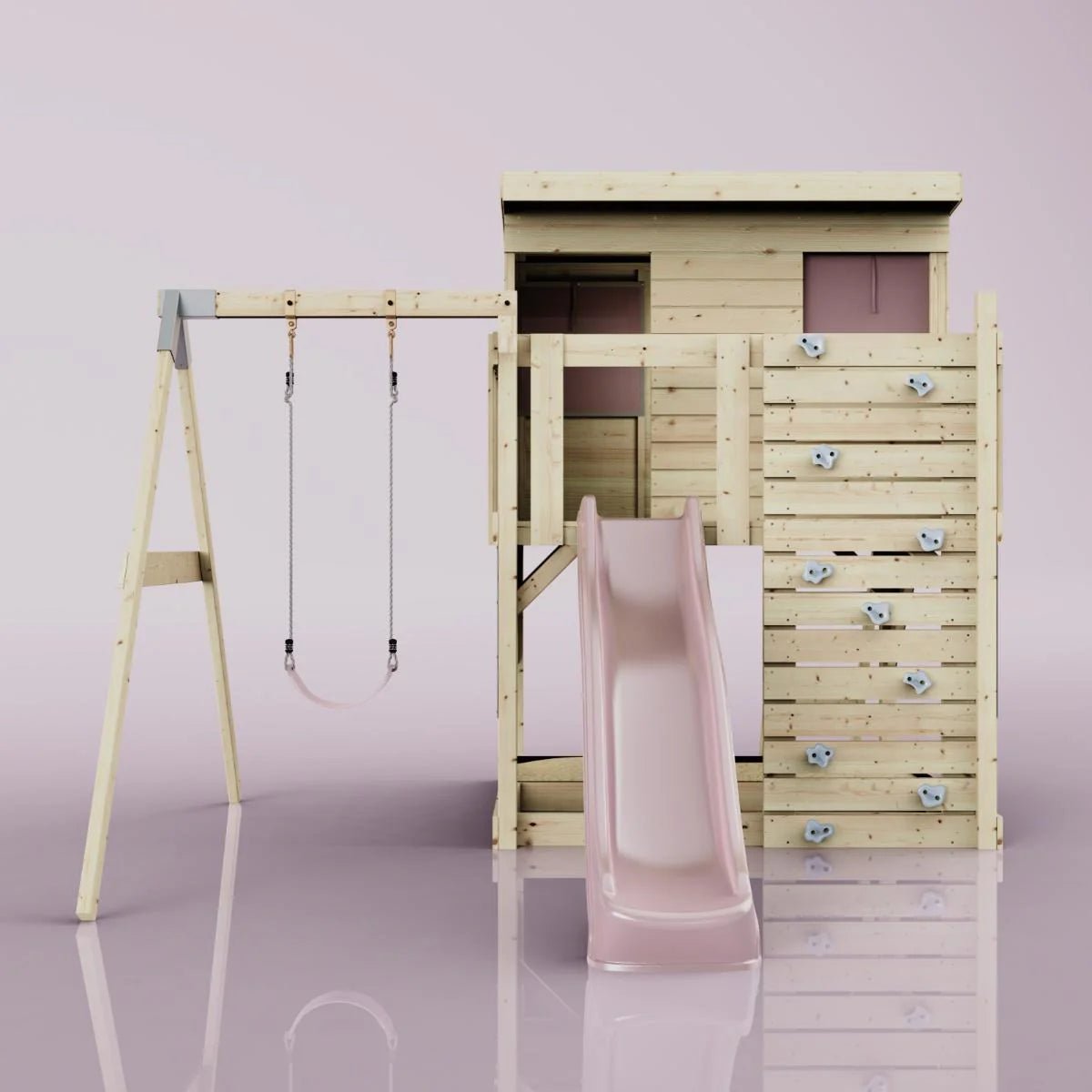 PolarPlay Climbing Platform and Playhouse with Single Swing - Tjorven