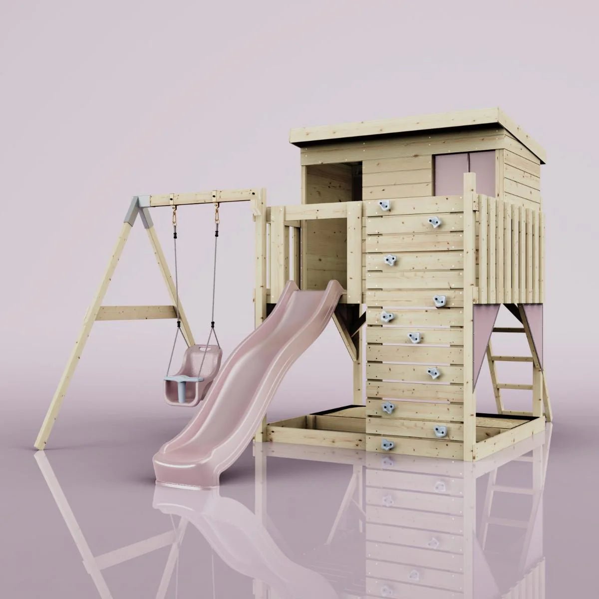 PolarPlay Climbing Platform and Playhouse with Single Swing - Tjorven