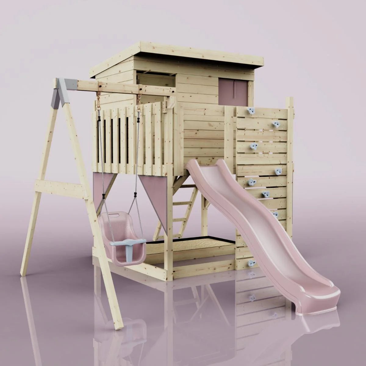 PolarPlay Climbing Platform and Playhouse with Single Swing - Tjorven