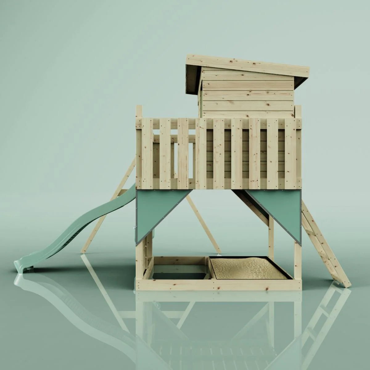PolarPlay Climbing Platform and Playhouse with Single Swing - Tjorven