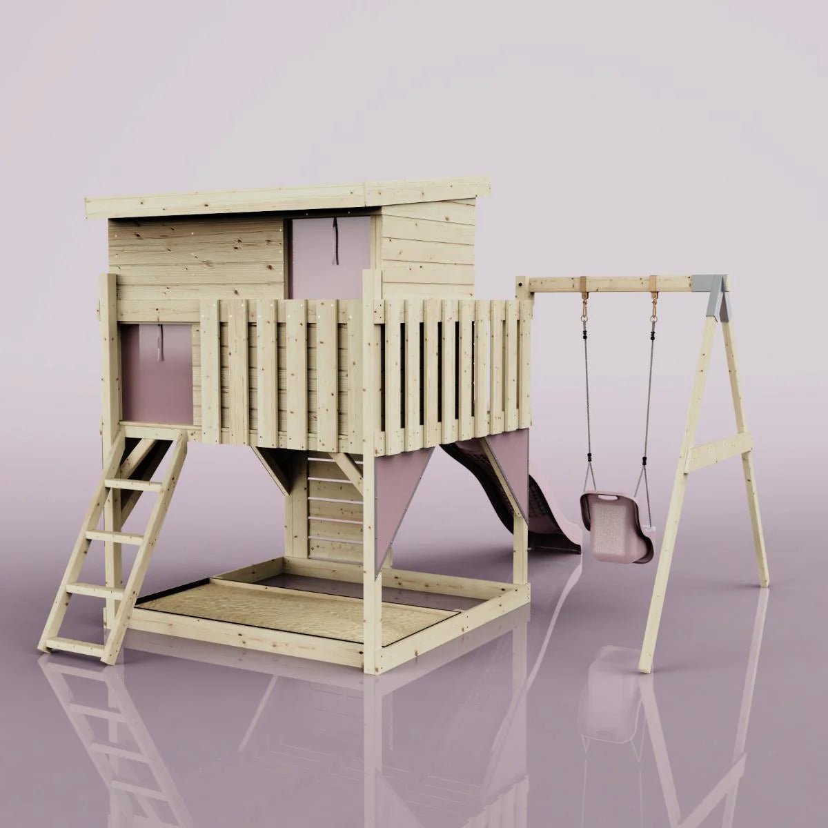 PolarPlay Climbing Platform and Playhouse with Single Swing - Tjorven