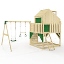 PolarPlay Kids Climbing Tower & Playhouse - Swing Odin Green