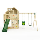 PolarPlay Kids Climbing Tower & Playhouse - Swing Saga Green