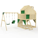 PolarPlay Kids Climbing Tower & Playhouse - Swing Saga Green