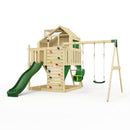 PolarPlay Kids Climbing Tower & Playhouse - Swing Saga Green