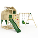 PolarPlay Kids Climbing Tower & Playhouse - Swing Saga Green