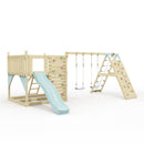 PolarPlay Kids Scandinavian Style Climbing Platform with Double Swing and Climbing Wall - Fai