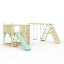 PolarPlay Kids Scandinavian Style Climbing Platform with Double Swing and Climbing Wall - Fai