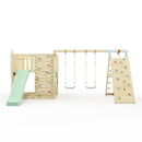 PolarPlay Kids Scandinavian Style Climbing Platform with Double Swing and Climbing Wall - Fai