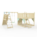 PolarPlay Kids Scandinavian Style Climbing Platform with Single Swing and Climbing Wall - Fai
