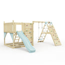 PolarPlay Kids Scandinavian Style Climbing Platform with Single Swing and Climbing Wall - Fai