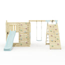 PolarPlay Kids Scandinavian Style Climbing Platform with Single Swing and Climbing Wall - Fai