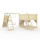 PolarPlay Kids Scandinavian Style Climbing Platform with Single Swing and Climbing Wall - Fai