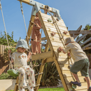 PolarPlay Premium Double Swing Set with Climbing Wall