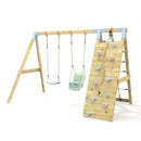 PolarPlay Premium Double Swing Set with Climbing Wall